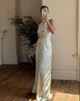 Archival Y2K Satin Cowl Neck Slip gown Ivory