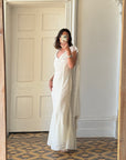 Vintage V Neck Sheer Vine Wedding Dress