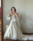 Vintage 90s Pure Silk Couture Drop Waist Wedding Gown