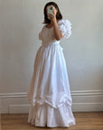 Vintage 80s Taffeta Puff Sleeve Wedding Dress Ivory