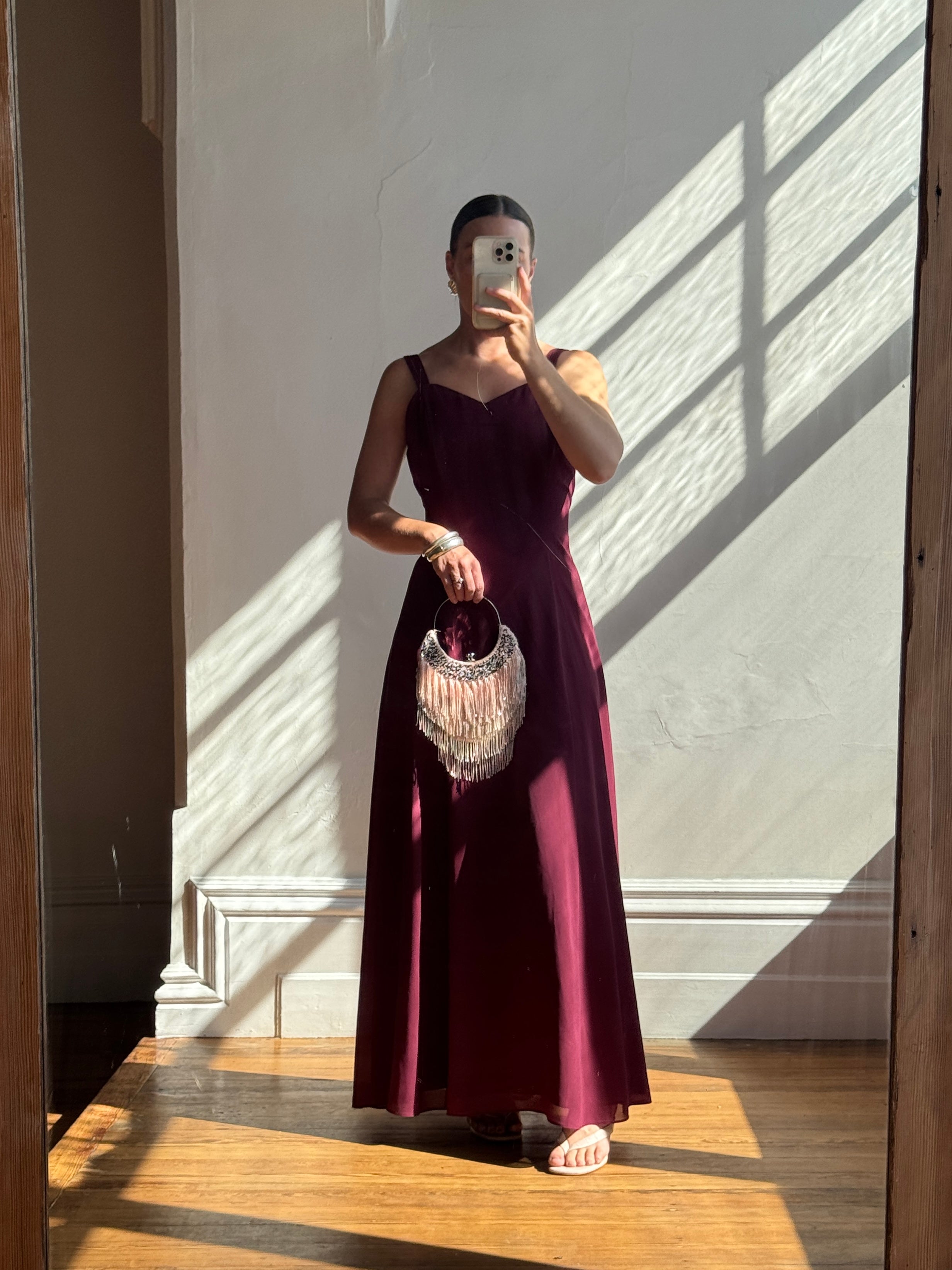 Vintage 90s Australian Made Plum Strappy Dress