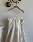 Vintage 90s Satin Strapless A-Line Wedding Dress With Train