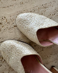 Vintage Hand Stitched Ivory Floral Bridal Heels