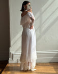 Vintage 70s Australian Made Off Lace Frill Wedding Gown