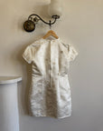Vintage Ivory Satin Keyhole Embroidered Bridal Mini Dress