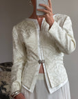 Vintage 90s Jacquard Rhinestone Jacket and Chiffon Bridal Skirt Set
