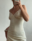 Vintage 60s Sequin and Crepe Slip Wedding Dress