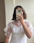 Vintage 60s Empire Organza Floral Wedding Dress