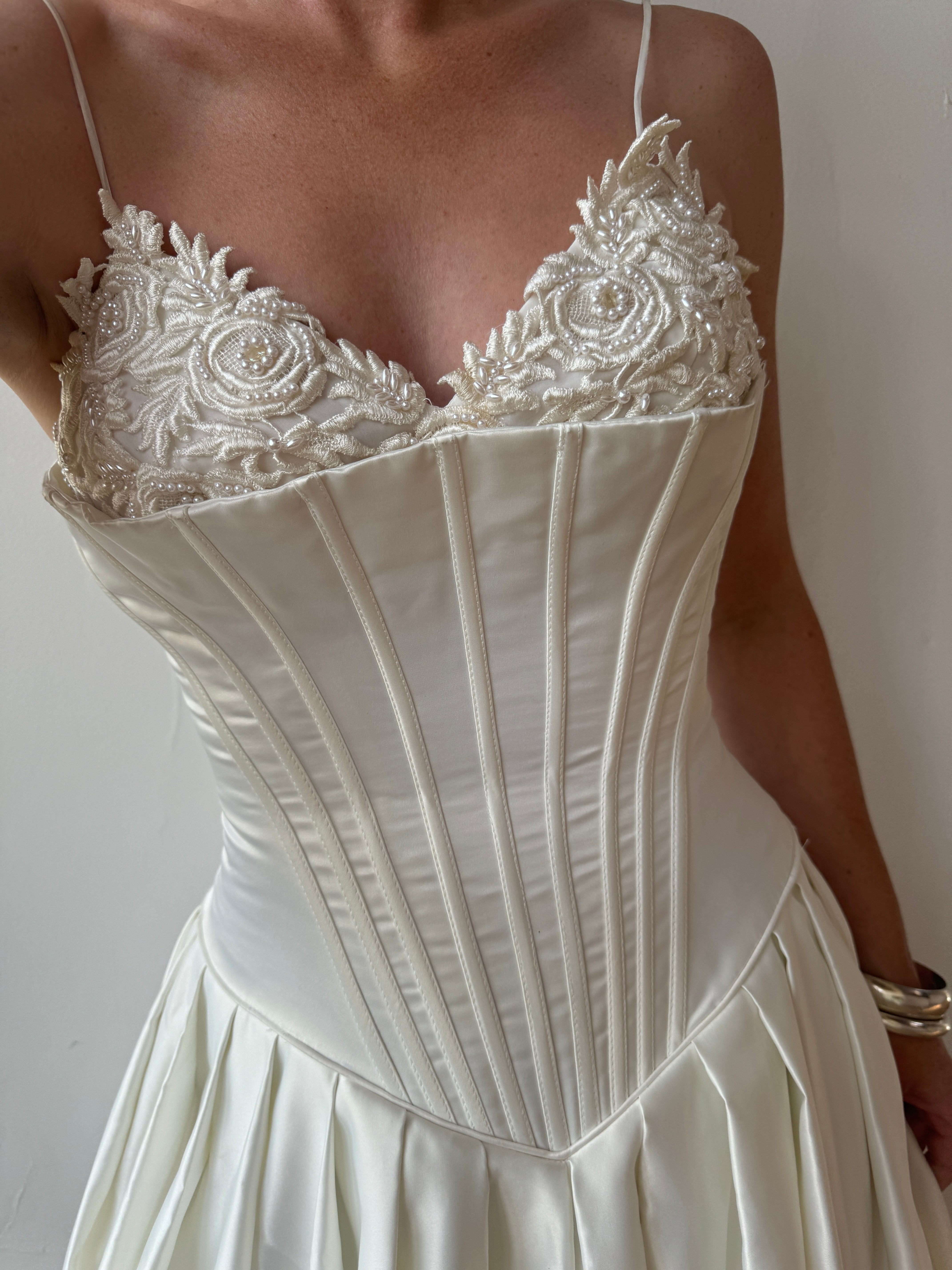 Vintage 1992 Corset Satin Wedding Gown