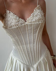 Vintage 1992 Corset Satin Strappy Wedding Gown