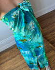 Vintage 70s Hawaiian Sarong Dress Watercolour Floral