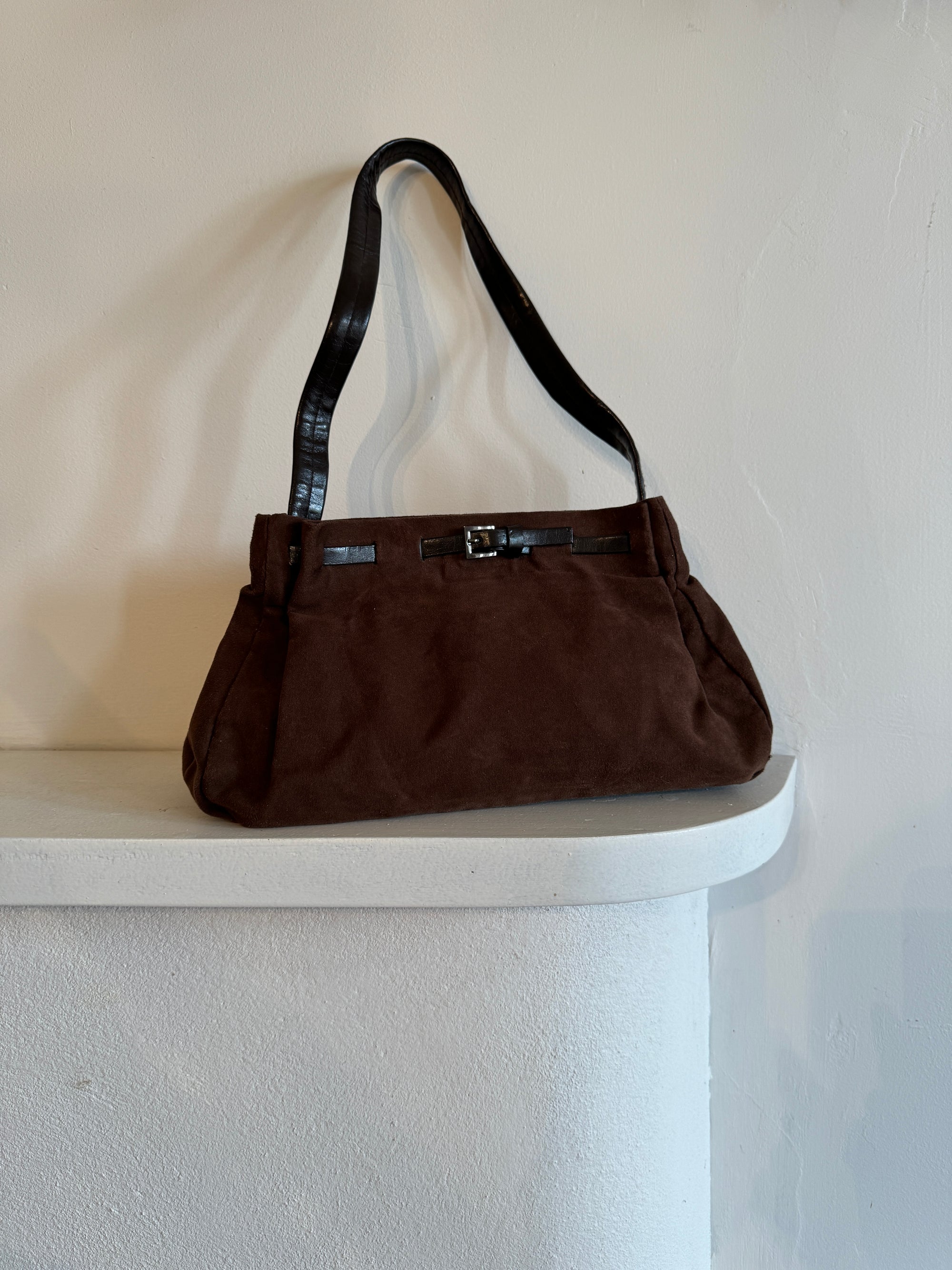 Vintage 90s Suede Buckle Handbag