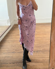Vintage 90s Lilac Silk Blend Asymmetrical Party Dress