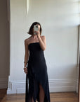 Vintage 90s Fairy Strapless Prom Dress Noir