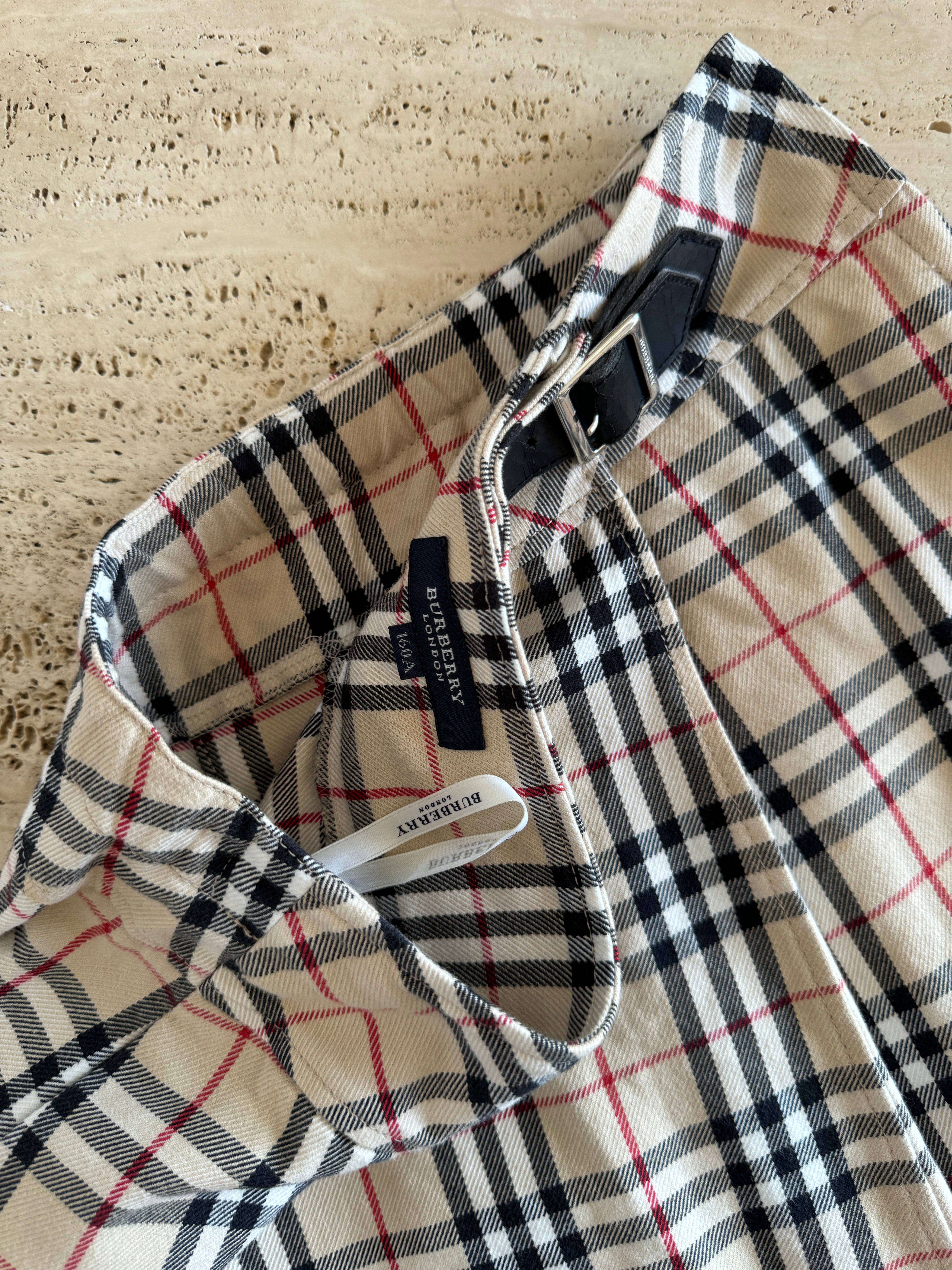 Vintage Burberry Tartan Mini Skirt With Buckle