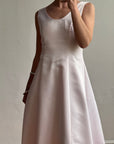Vintage 90s Baby Pink Satin Scoop Neck Dress