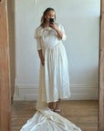 Vintage 80s Liquid Satin Basque Waist Wedding Dress