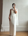 Vintage 90s Crepe Beaded Column Bridal Slip