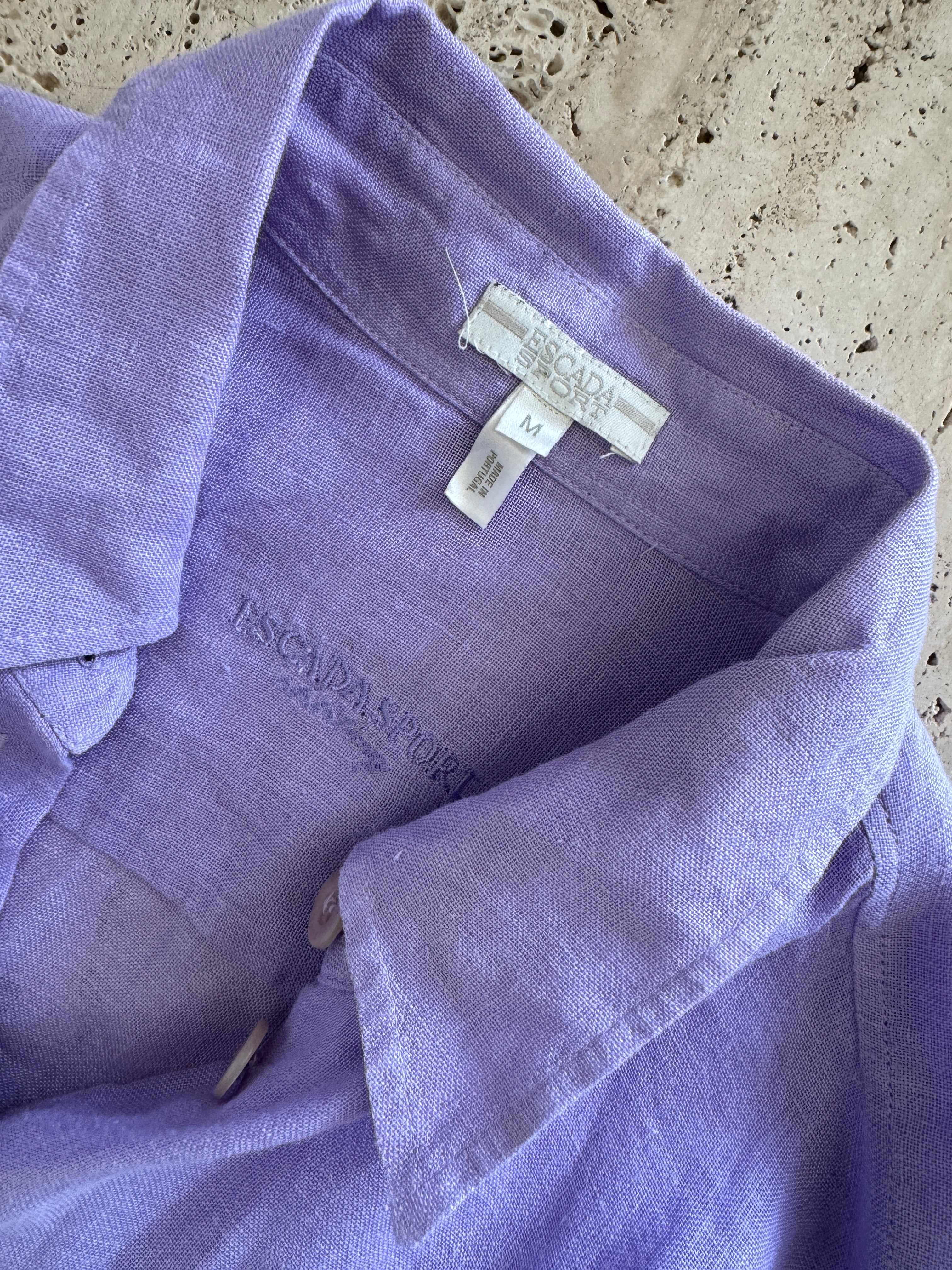 Vintage 90s Escada Pure Linen Shirt Lavender