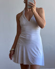Vintage Y2K Jersey Halter Mini Dress White