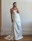Vintage Y2K Satin Drop Waist Strapless Wedding Gown