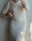 Vintage 80s Sequin Pure Silk Two Piece Bridal Set