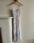 Vintage 90s Fairy Cowl Neck Wedding Dress With Hand Beaded Vine Embroidery