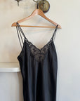 Vintage Liquid Satin Backless Slip Black