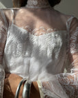 Vintage 70s Lace Long Sleeved High Neck Wedding Dress