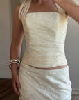 Vintage 90s Beaded Halter Two Piece Bridal Slip Set