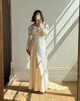 Vintage 30s Creme Liquid Satin Dress with Train and Jacket