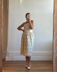 Vintage 70s Victor Costa 3D Lace Column Dress Creme