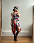 Vintage 90s Multi Coloured Zipper Low Rise Bustier Dress