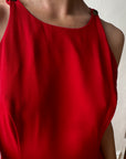 Vintage 90s Crimson Crepe High Front Dress
