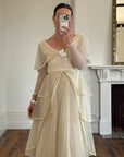 Vintage 60s Tiered Waterfall Wedding Dress Creme