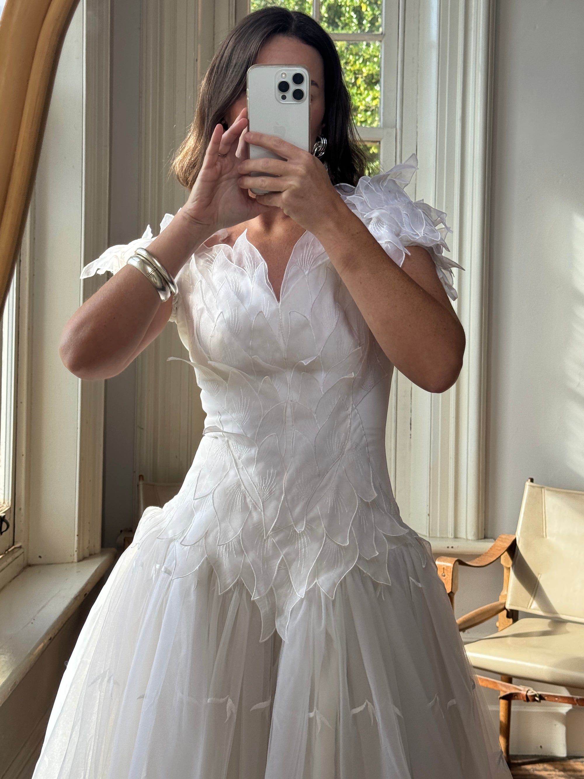 Vintage 80s Basque Waist Tinkerbell Wedding Gown