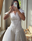 Vintage 80s Basque Waist Tinkerbell Wedding Gown