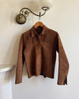 Vintage 70s Western Leather Jacket with Contrast Stitching