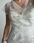 Vintage 90s Net Cowl Neck Mermaid Wedding Dress