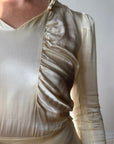 Vintage 40s Liquid Satin Classic Bridal Midi With Bows