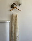 Vintage 90s Pure Silk Slip Embellished Gown