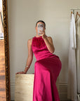 Vintage Valentino Pure Silk Organza Petal Gown Fuschia