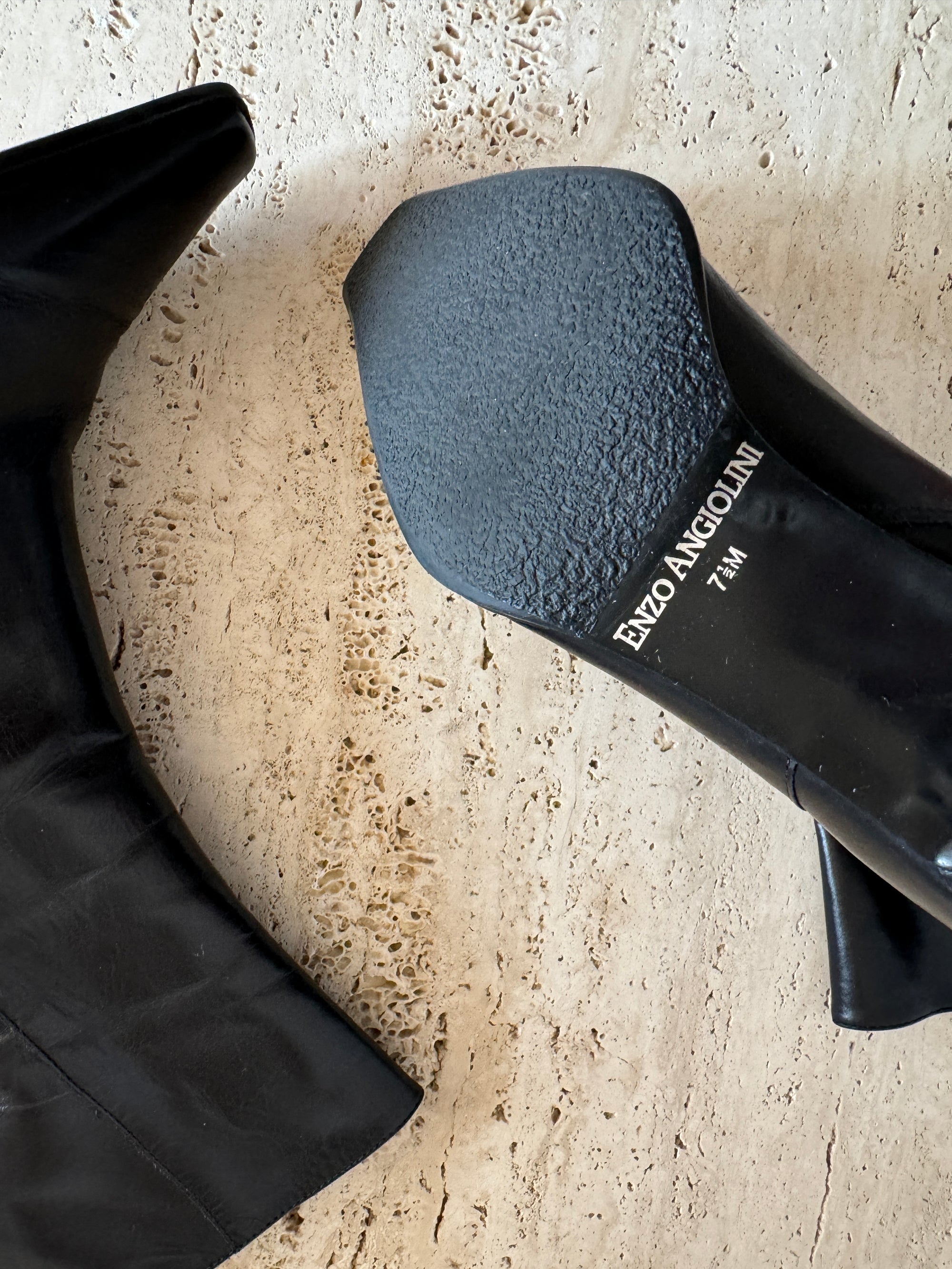 Vintage 90s Leather Pointed Ankle Boots Black