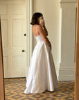 Vintage 90s Satin Strappy Pleated Wedding Dress
