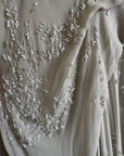 Archival Y2K J Mendel Pure Silk Beaded Wedding Dress Pale Grey