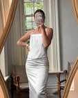 Vintage 90s Satin Jacquard Bodice and Skirt Set Ivory