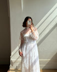 Vintage 70s Lace Long Sleeved High Neck Wedding Dress