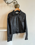 Vintage 90s Zip Front Leather Jacket Black