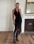 Vintage 90s Halter Rose Fairy Dress Noir