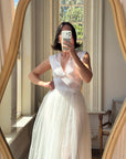 Vintage 40s Tulle Lace V Neck Daisy Wedding Dress